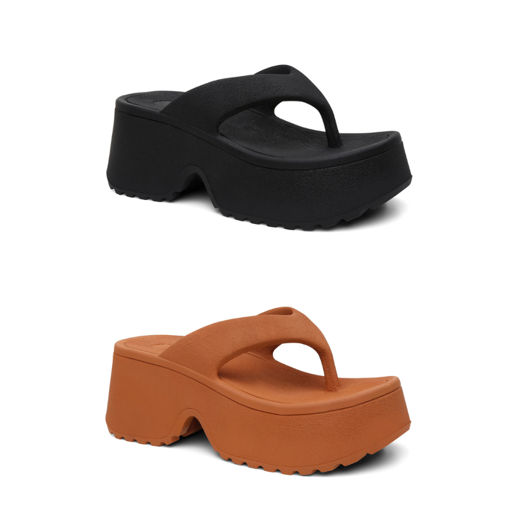 Kit 2 Sandalia Plataforma Feminina Tamanco Salto Alto Confortavel Macio Ortopedico