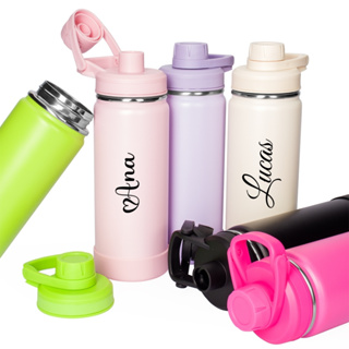 Garrafa Personalizada Térmica Inox 550ml Parede Dupla Tampa com Alça e Protetor Silicone em Oferta na Shopee