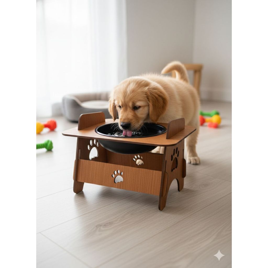 Comedouro Pet Elevado Cães e Gatos Vasilha de Ração e Água Madeira MDF Ergonômico em Oferta na Shopee