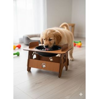 Comedouro Pet Elevado Cães e Gatos Vasilha de Ração e Água Madeira MDF Ergonômico em Oferta na Shopee