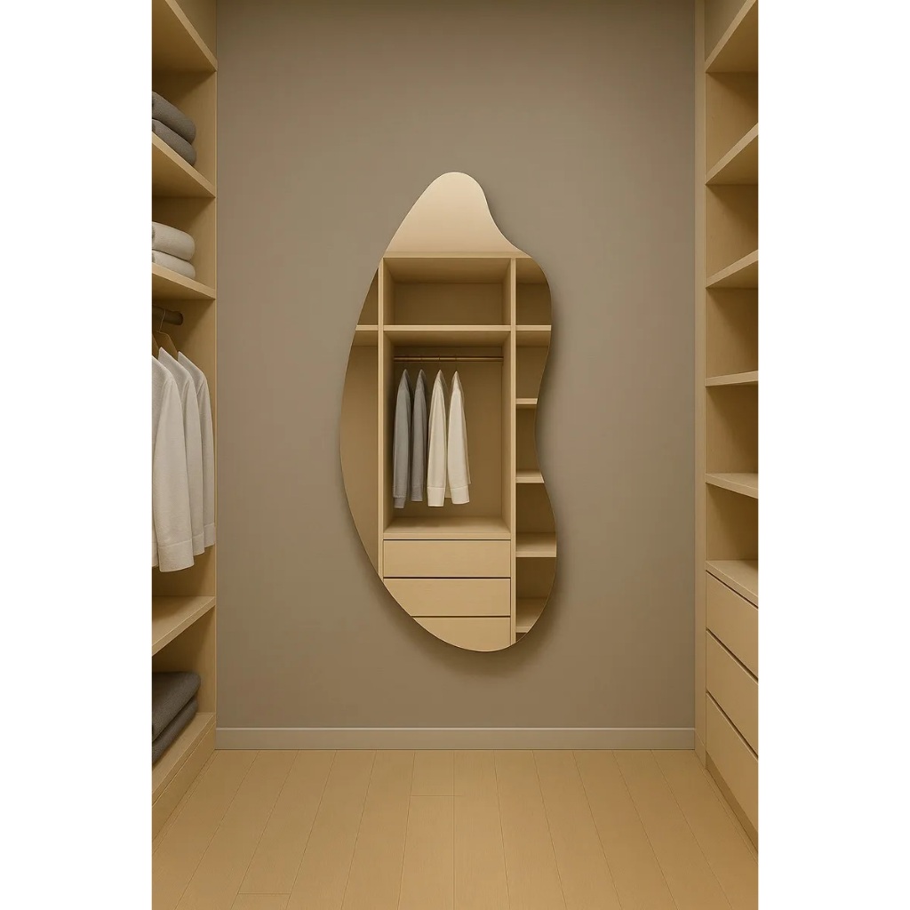 Espelho Orgânico E22 Retrô Lapídado linha FIt Sem moldura Sala Hall Quarto Banheiro