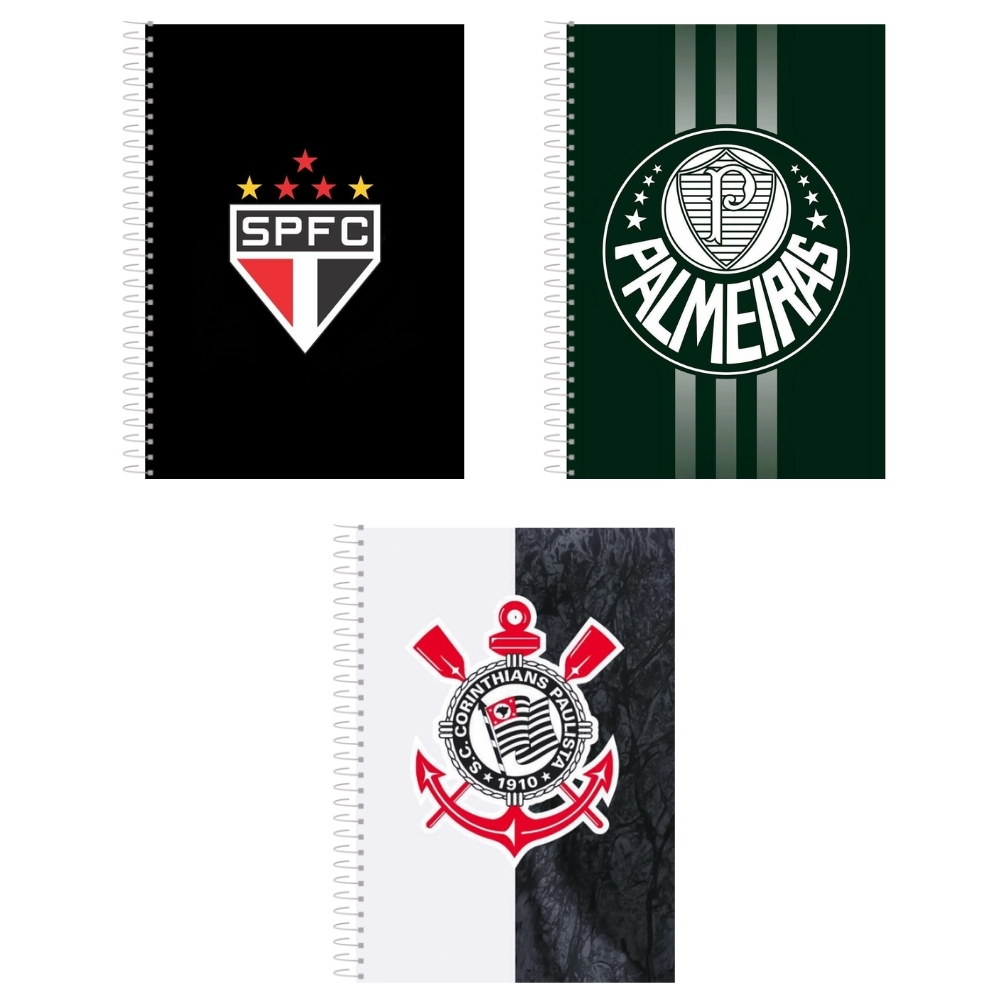 Caderno Personalizado Time do Coração, 1 , 10 ou 20 Matérias (Palmeiras, Corinthians ou São Paulo) em Oferta na Shopee