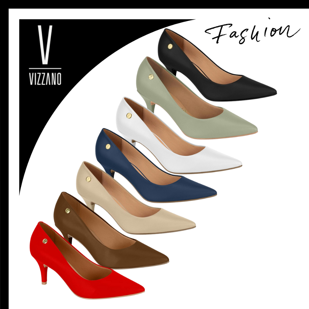 Sapato Feminino Scarpin Salto Fino Médio Vizzano Confortável Social Básico Trabalho Original