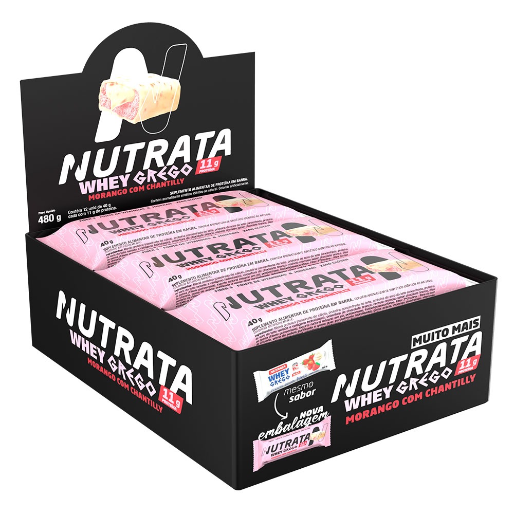 Barra Whey Grego Display 12Und - Nutrata em Oferta na Shopee