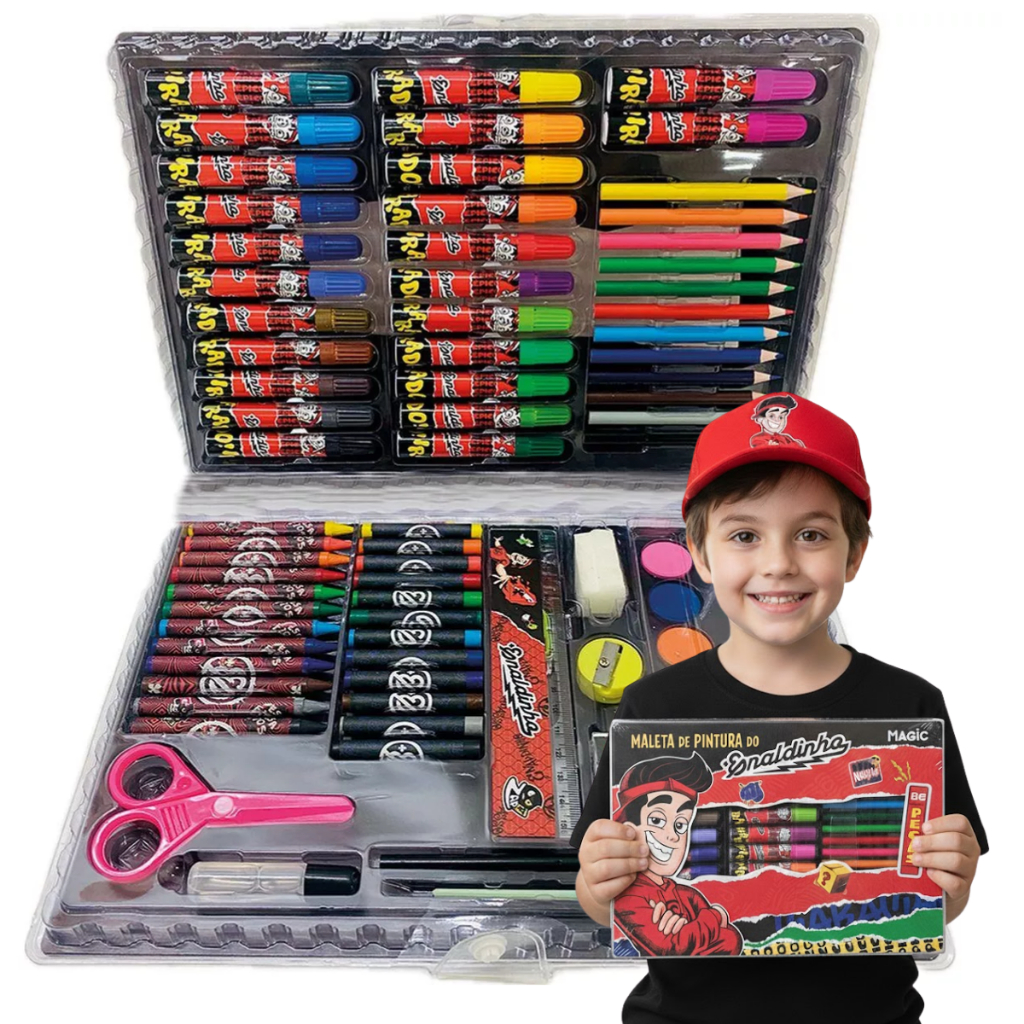 Mega Maleta de Pintura Enaldinho Youtuber com 86 Peças Completa para Colorir Desenhar Criar Artes Estojo Artístico em Oferta na Shopee