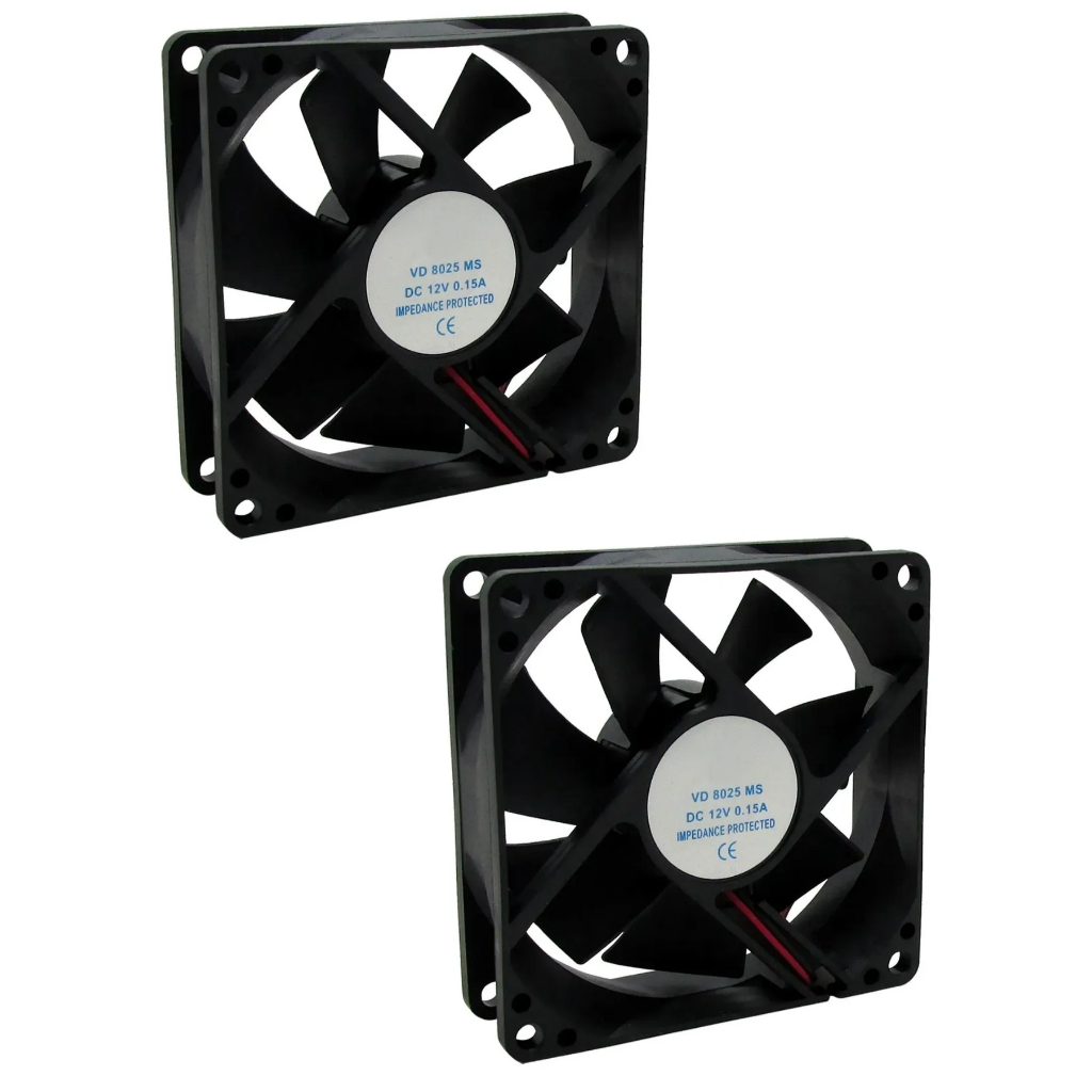 Ventoinha Ventilador Cooler 80x80x25 12v Kit com 02 Unidades