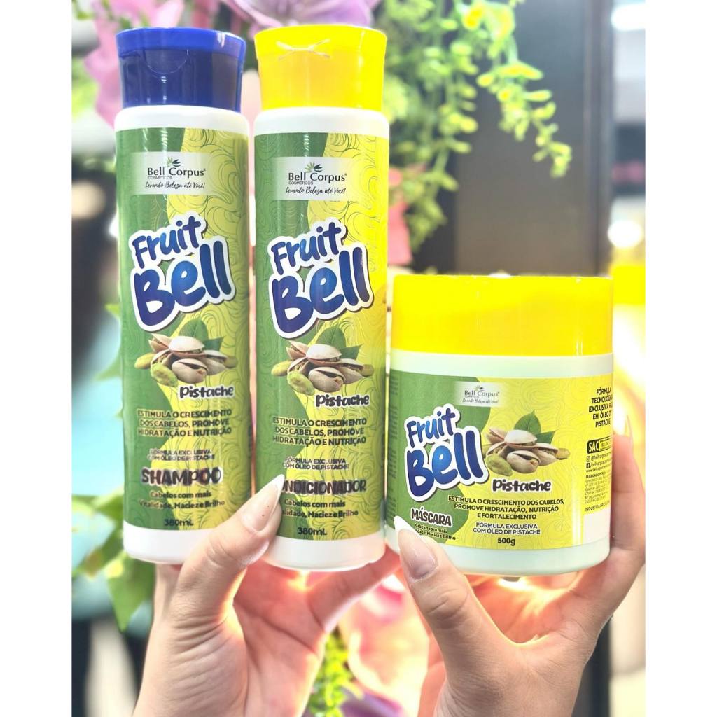 Kit Tratamento Capilar Pistache Fruit Bell Shampoo e Condicionador Máscara de Hidratação BellCorpus