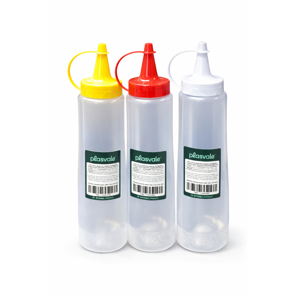 Bisnaga Plástica Grande 400ml Plasvale Kit com 12 Unidades – Squeeze para Molhos, Condimentos