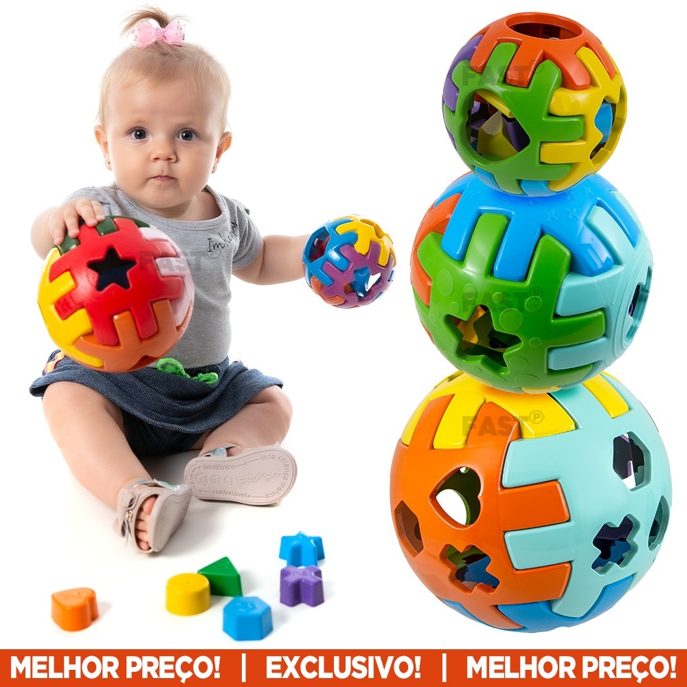 Brinquedo Educativo Interativo Bola Encaixar Infantil Baby Educativo Blocos de Montar Pecas Encaixar