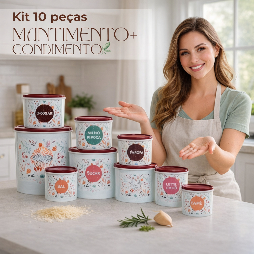 Kit Mantimento Linha Floral – Beleza e Praticidade em 10 Potes