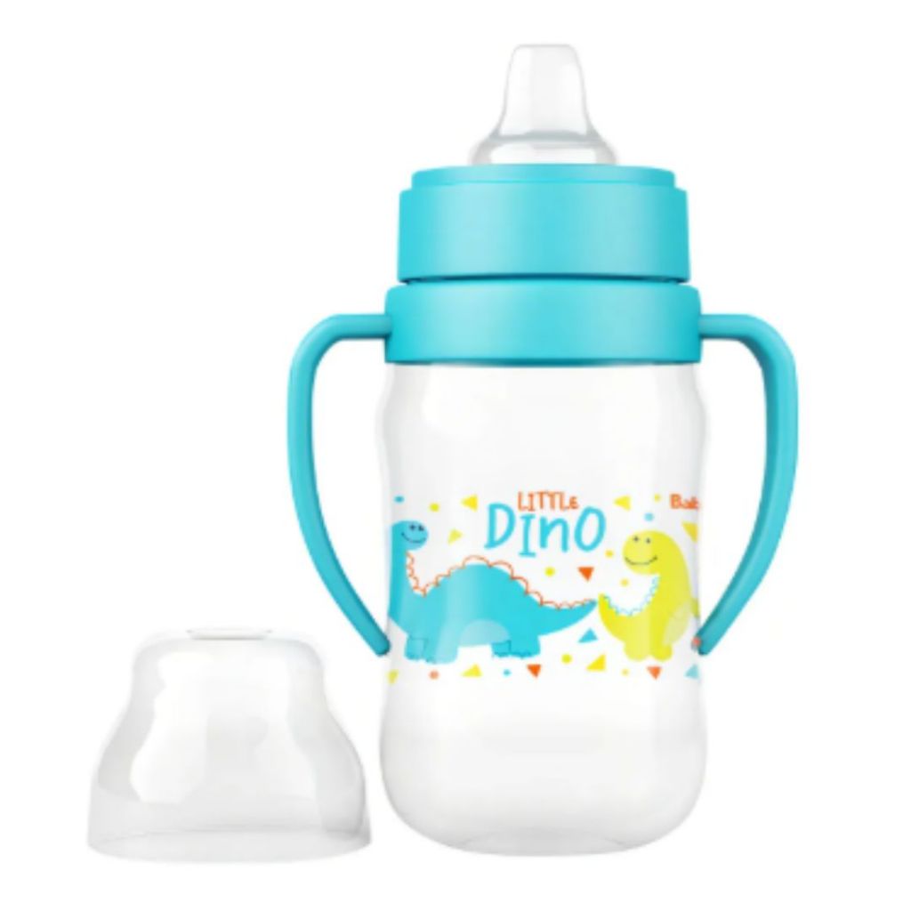 Copo de Treinamento Bebê 300ml com Alça e Bico silicone Flexível BabyGo Dino