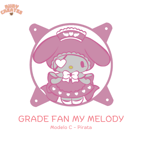 Grade Fan My Melody ModeloC Pirata 120mm Personalizada Sanrio Protecao Ventoinha Cooler Acessório Pc