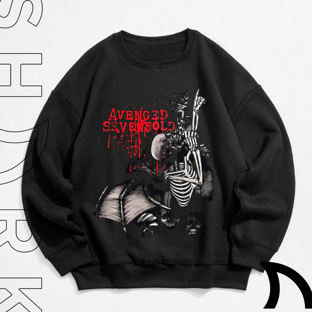 Blusa Moletom Gola Careca Avenged Sevenfold Banda Rock Skull Punk Gotico Esqueleto Estiloso em Oferta na Shopee