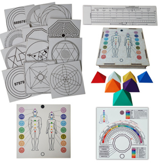 Kit 12 gráficos da Radiestesia MDF BRANCO 20x20cm 3mm + Kit 7 Piramides + Gráfico Chakras + Caixa +Régua Bóvis + Relógio em Oferta na Shopee