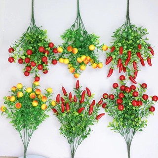 Planta e Flores Galho com frutas artificiais (pimenta, cereja) KD800926