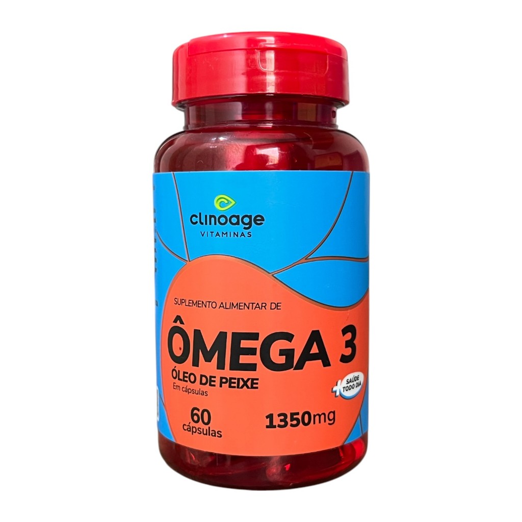 Ômega 3 Óleo de Peixe Puro 1350mg 60 Cáps Clinoage MEG-3 EPA DHA