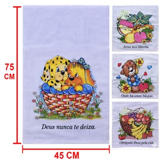 Kit 10 Panos De Prato Grande 45x75 De Cozinha Estampado Algodão Bainha Pano de Copa em Oferta na Shopee