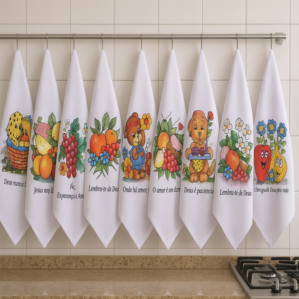 Kit 10 Pano de Prato Grande 45x75cm Algodão com Toque Macio e Absorção Rápida