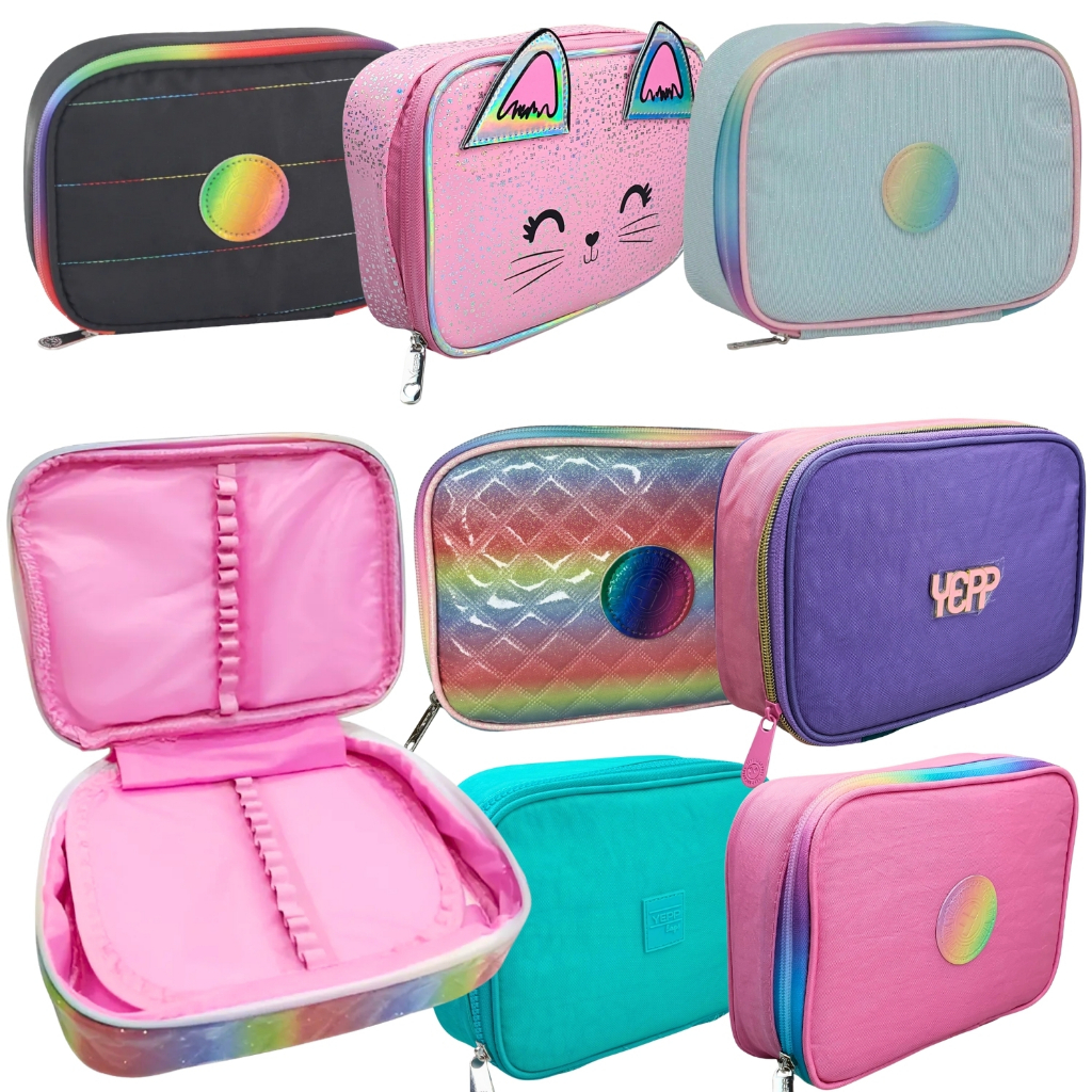 Estojo Escolar Organizador Porta Lápis Box Grande Com Elásticos e Fechamento Zíper Degrade em Oferta na Shopee