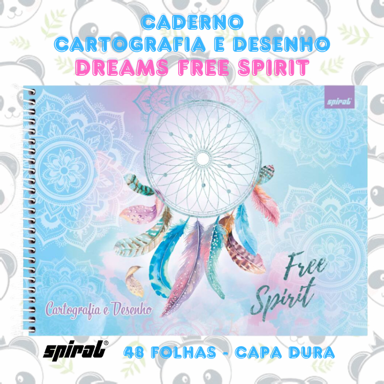 Caderno Cartografia e Desenho Capa Dura Dreams Free Spirit 48 folhas | Spiral