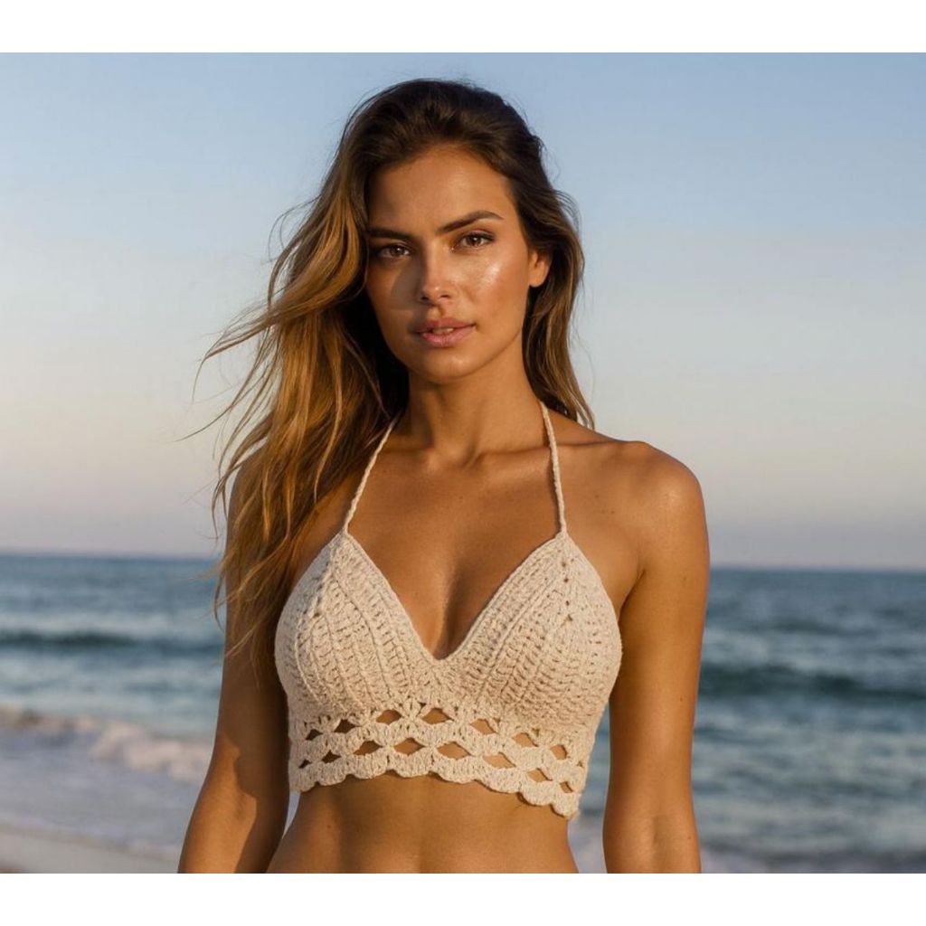 Top Juliana em Crochê Artesanal – Elegância, Conforto e Estilo Natural para Praia & Verão em Oferta na Shopee
