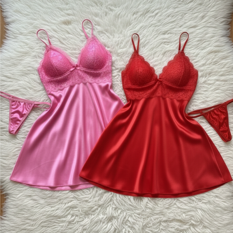 Kit 2 Lingeries Camisola Feminina com Calcinha Sensual Toque Macio Elegante e Delicado em Oferta na Shopee
