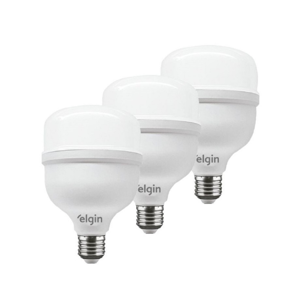 Kit 2/3/4/5/8 Lâmpadas Led Super Bulbo 40w Alta Potencia Branco Frio Elgin em Oferta na Shopee