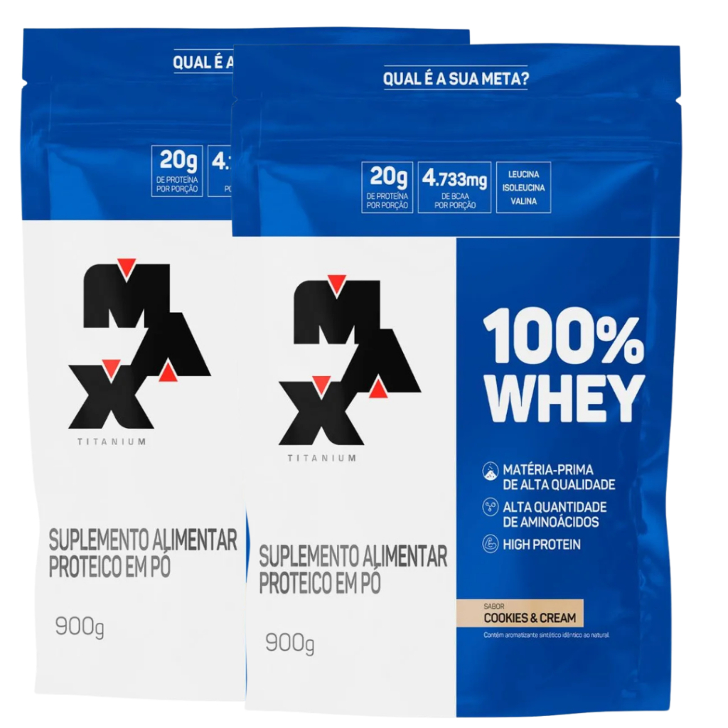 Kit 2 Whey 100% Refil 900g M.A.X – Ganho de Massa Muscular