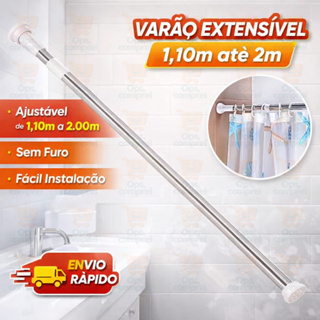 Porta Cortina Extensível Para Banheiro 110 a 2 Metros em Oferta na Shopee