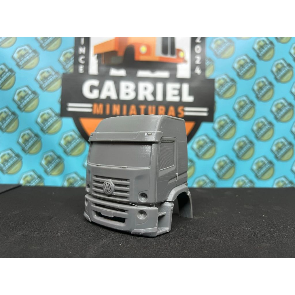 Cabine resina 3D VW Constellation Teto Alto miniatura escala 1:32