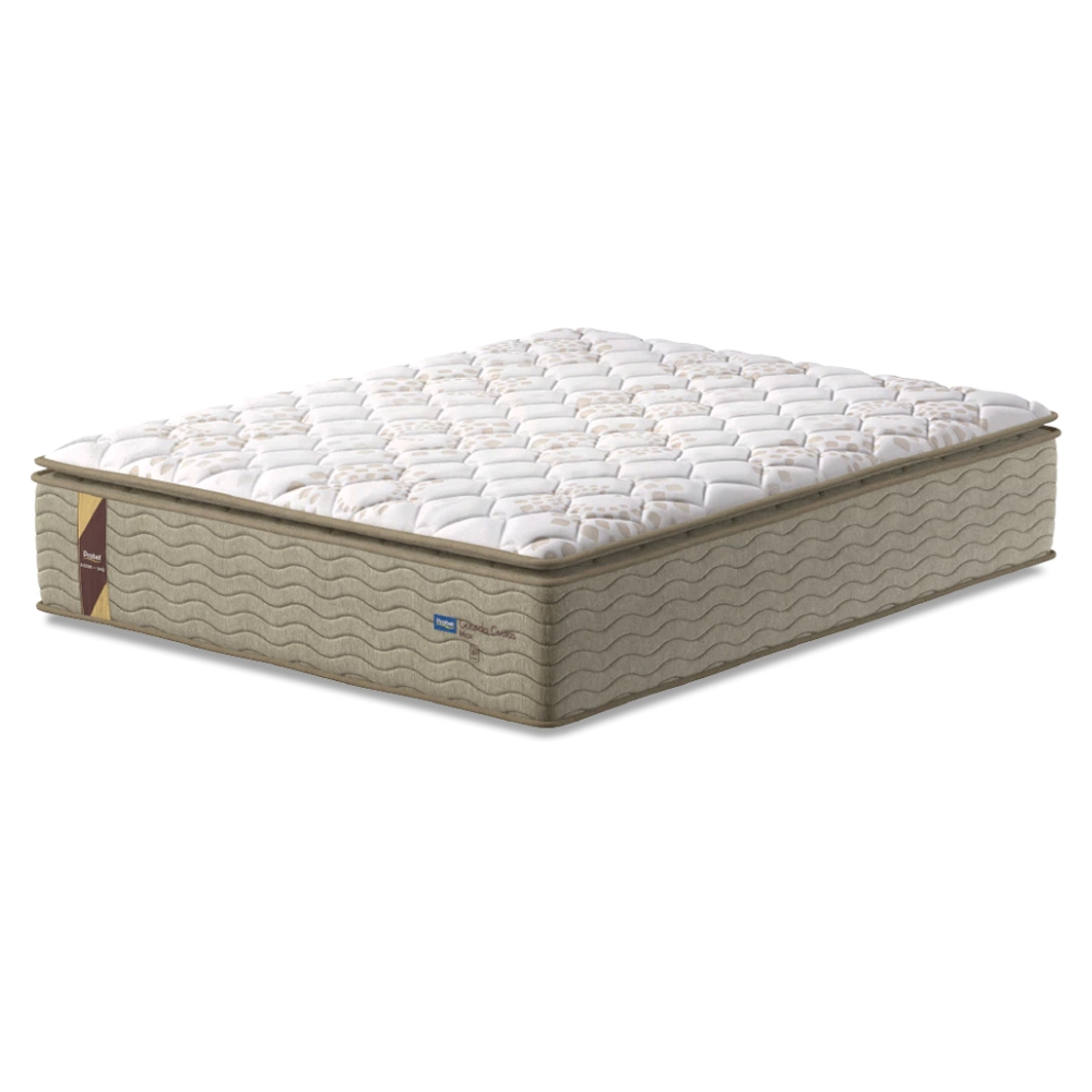 Colchão Casal King Molas Guarda Costas Max Com Pillow 193x203x40cm Bege/Branco Probel