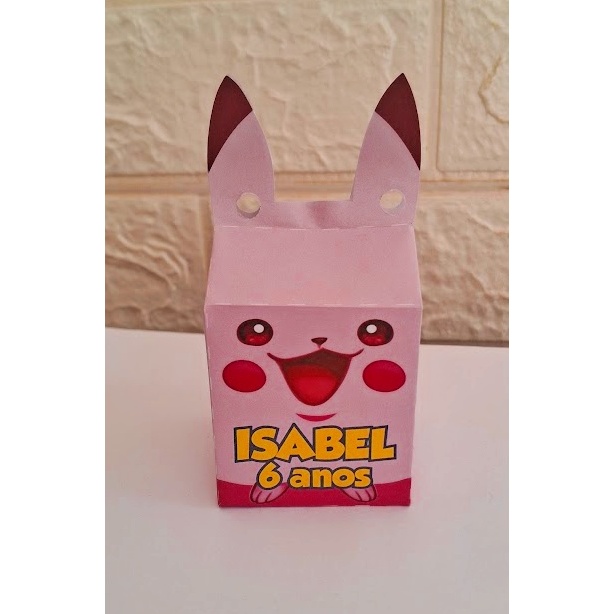 Lembrancinha Caixinha Pokemon Pikachu Rosa Menina Kit Festa Aniversário Caixinhas Caixa Milk Pokemon lembrancinha festa