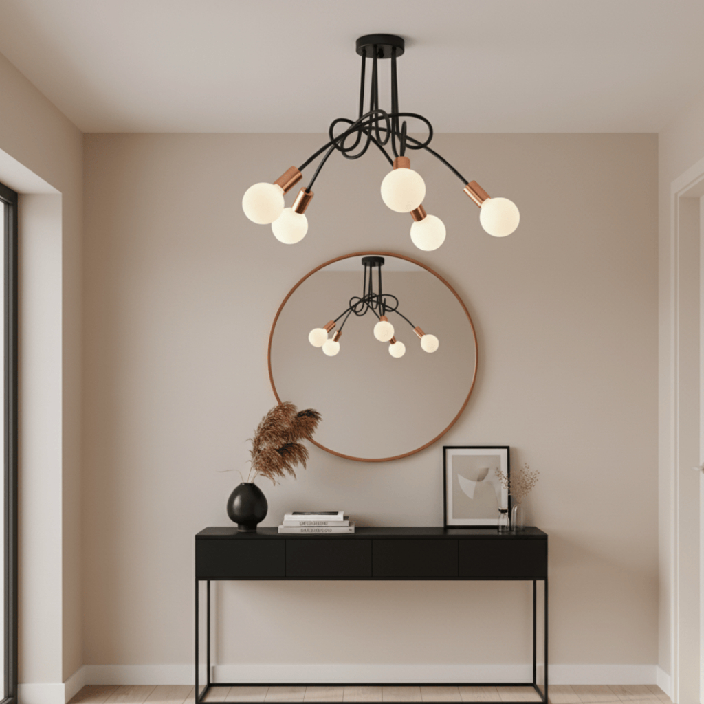 Luminária de teto Plafon Laço 5 Lâmpadas Assimétrico Modelo Sputnik - Industrial