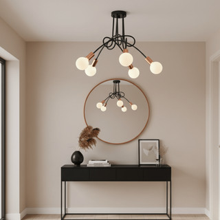 Luminária de teto Plafon Laço 5 Lâmpadas Assimétrico Modelo Sputnik - Industrial