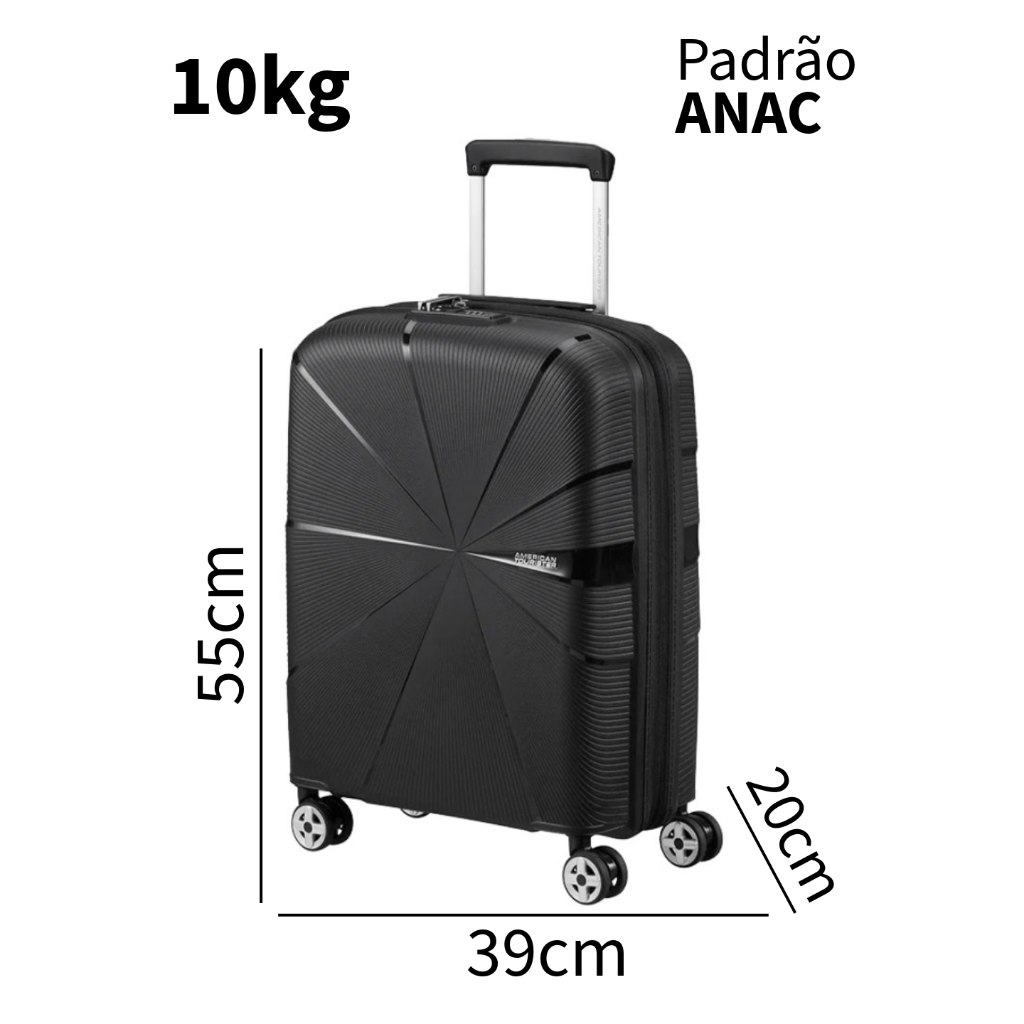 Mala de viagem 10kg pequena com rodinha de bordo padrão Anac American Tourister Starvibe Padrão Super Premium em Oferta na Shopee