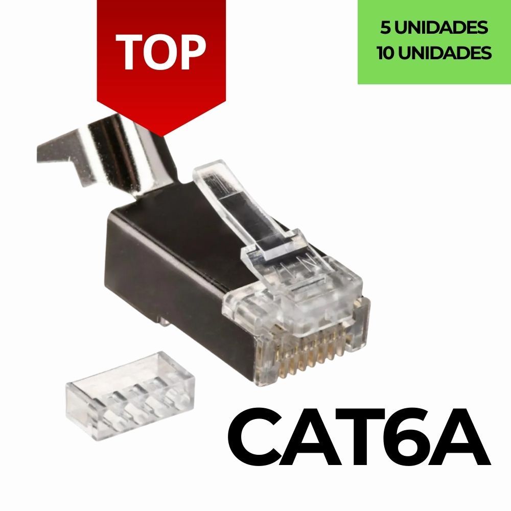 CONECTOR CAT6A BLINDADO STP FTP 5 UNIDADES 10 UNIDADES