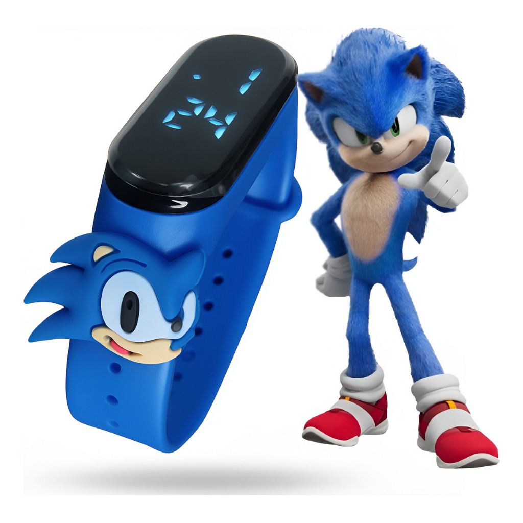 Relógio Infantil Sonic LED Azul Digital Menino Pulseira Confortável Presente Divertido Resistente à Água em Oferta na Shopee