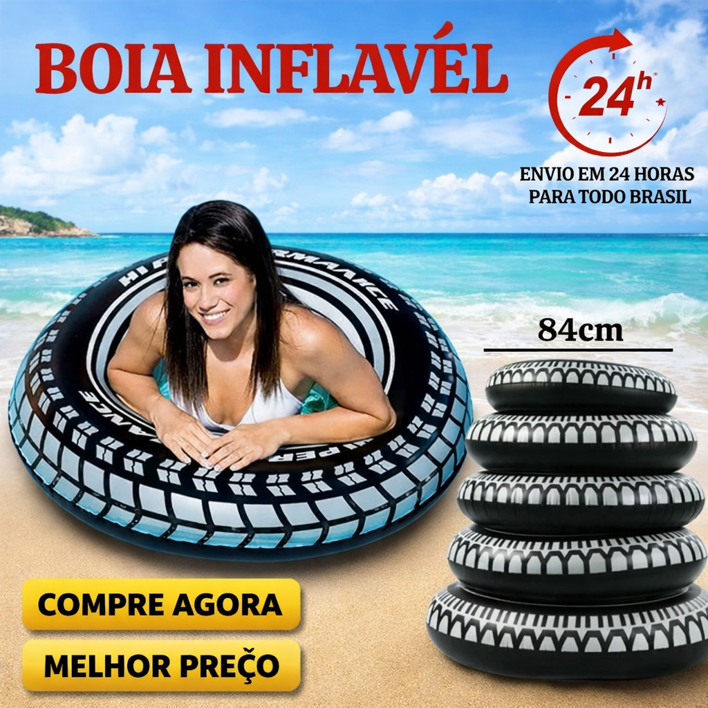 Boia Pneu Inflável Redonda Praia Piscina Parque Aquático Infantil