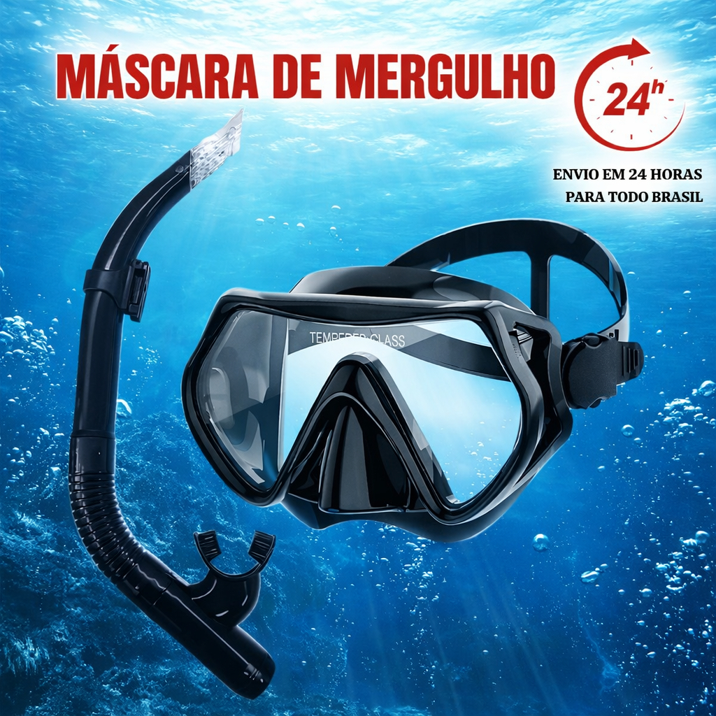 Máscara Mergulho Óculos Proteção Natação Praia Piscina Adulto Juvenil Ajustável Snorkel Respirador em Oferta na Shopee