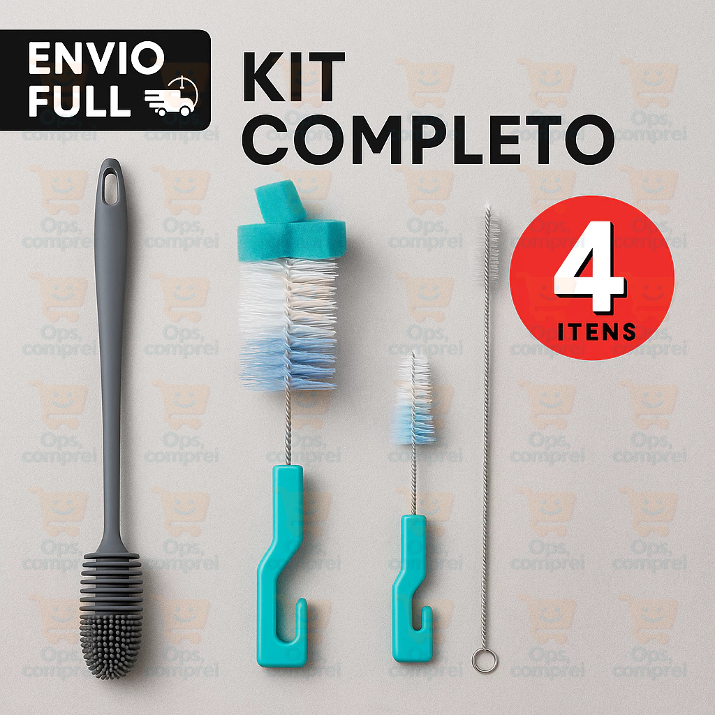 Kit 4 Escovas Para Lavar Louça Garrafa Copo Mamadeira Canudo Multiuso Limpeza Casa Pia em Oferta na Shopee