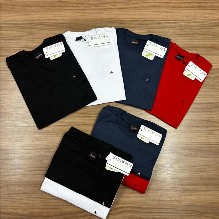 Kit 3 Camisetas Basicas Aram1ss Bordada No Peito 100% Algodão M ao GG em Oferta na Shopee