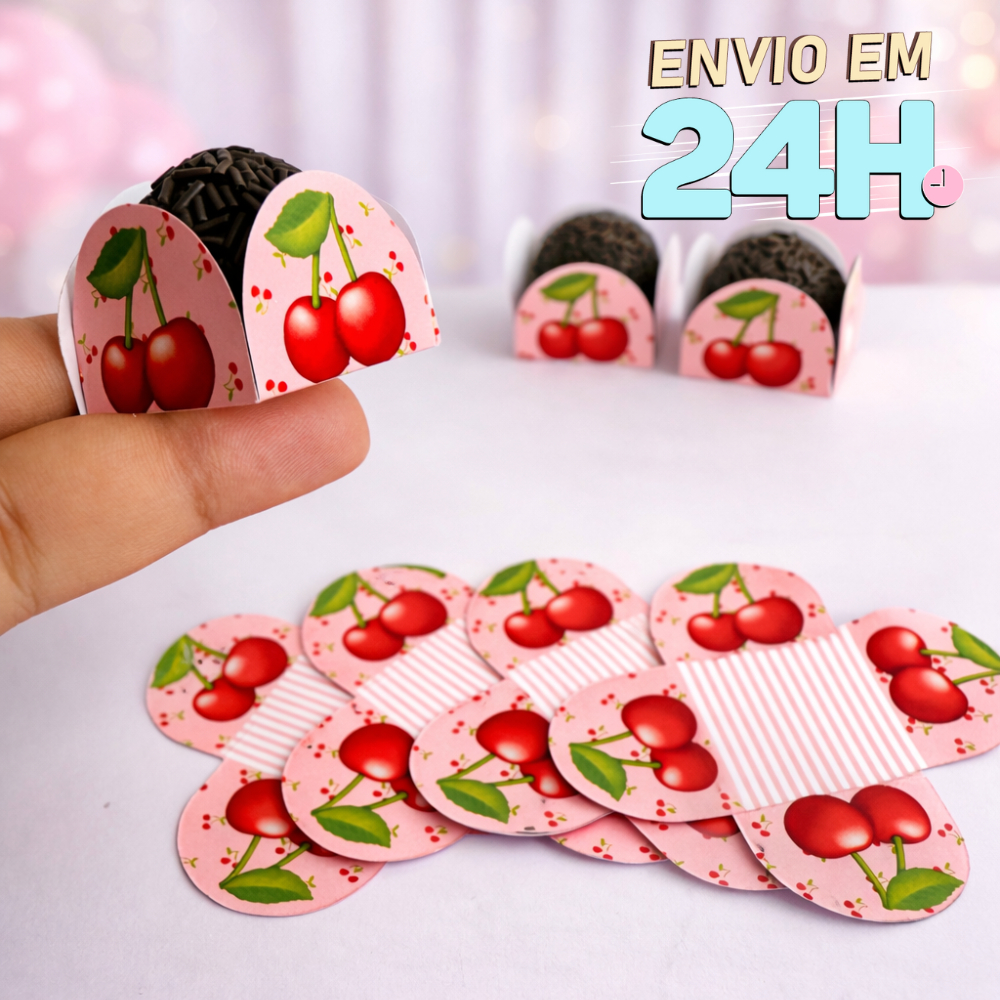 Forminha de Doces Cereja Personalizada no Tema /Lembrancinha de Festa /Aniversário em Oferta na Shopee