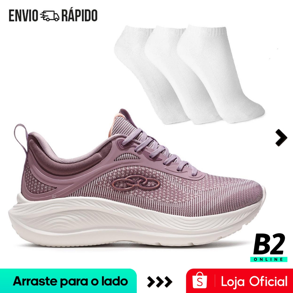Tênis Olympikus Esportivo Feminino + 3 Pares de Meias Original Com Nota Fiscal e Garantia em Oferta na Shopee