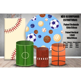 Kit Painel Bolas Esportivas Esportes + Trio Cilindro Veste Fácil + Lateral 1 Facce em Oferta na Shopee