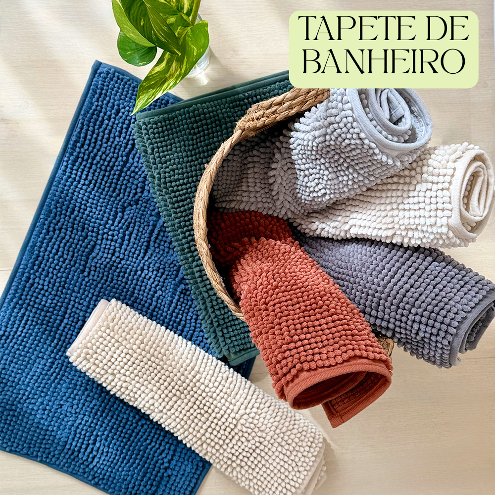Tapete de Banheiro Bolinha Macarrão Dedinho Antiderrapante Várias Cores