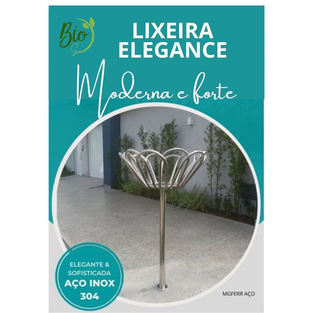 LIXEIRA ELEGANCE de calçada estilosa, lixeira inox galvanizada embutida grande