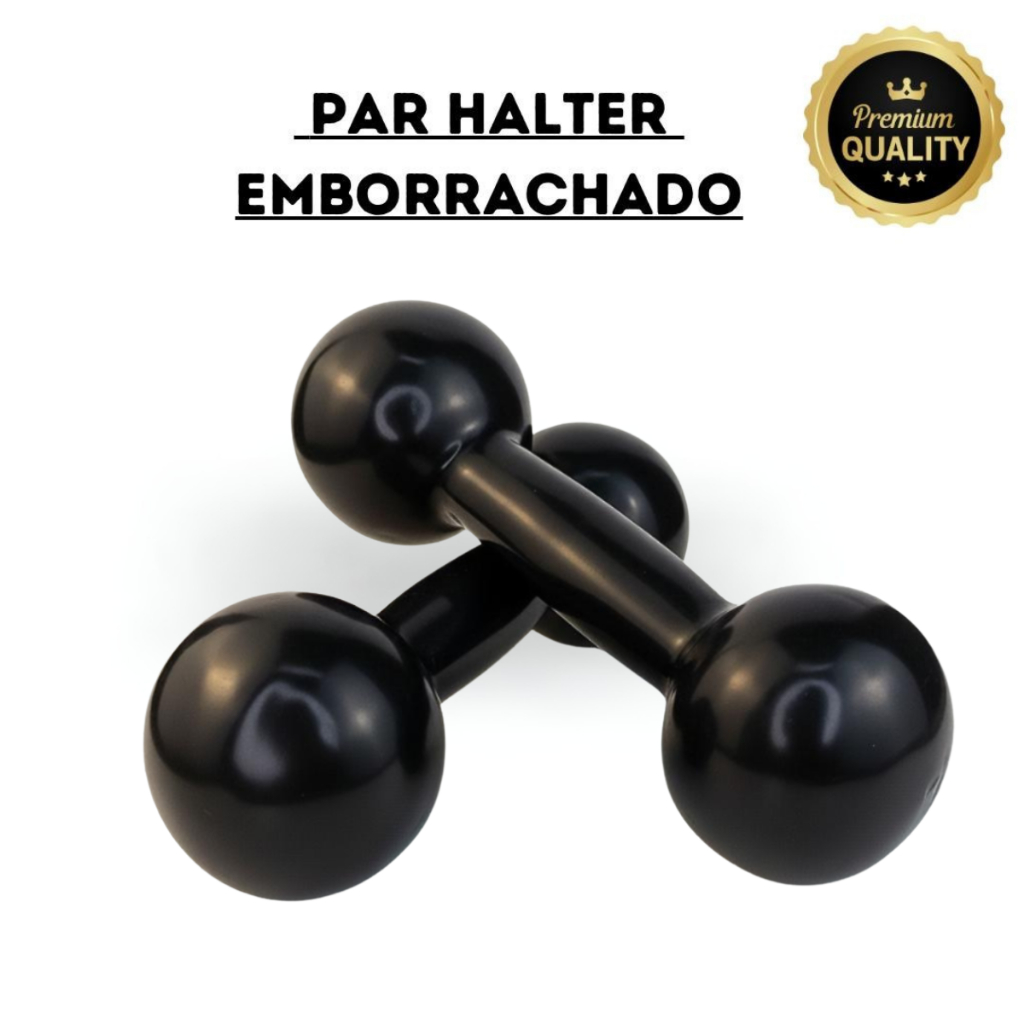 Halter Emborrachado Par - 1 Kg ao 5 Kg Para Fortalecimento Muscular Treino Em Casa Academia Studio CrossFit