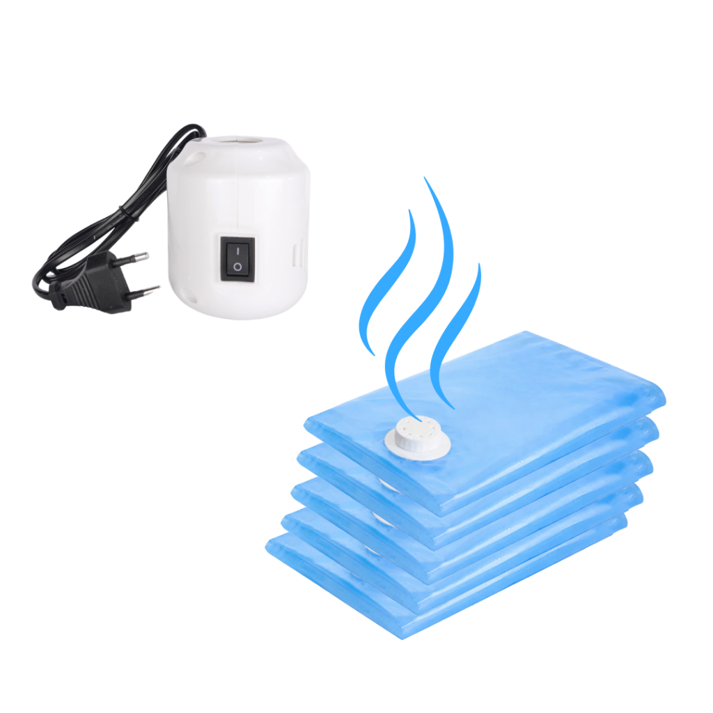 5 Saco À Vácuo Perfumado Oceano Organizador + Bomba Elétrica 110V ou 220V