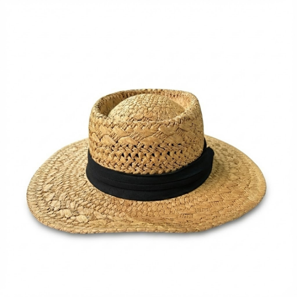 Chapéu Paris Palha Praia Feminino Aba Média Verão Ajustável Copa Funda Tendência Moda Praia Sol