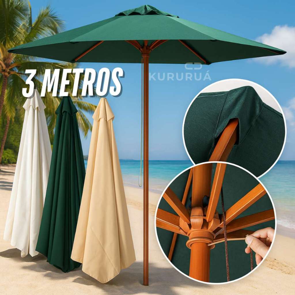 Guarda Sol de Madeira 3 Metros: Onde Comprar | BuscaProdutos